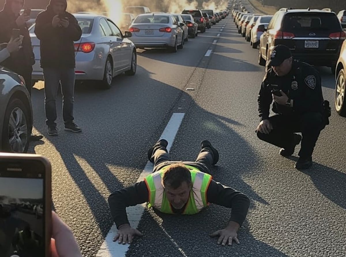 Man glues hands to busy highway during rush hour causing massive delays