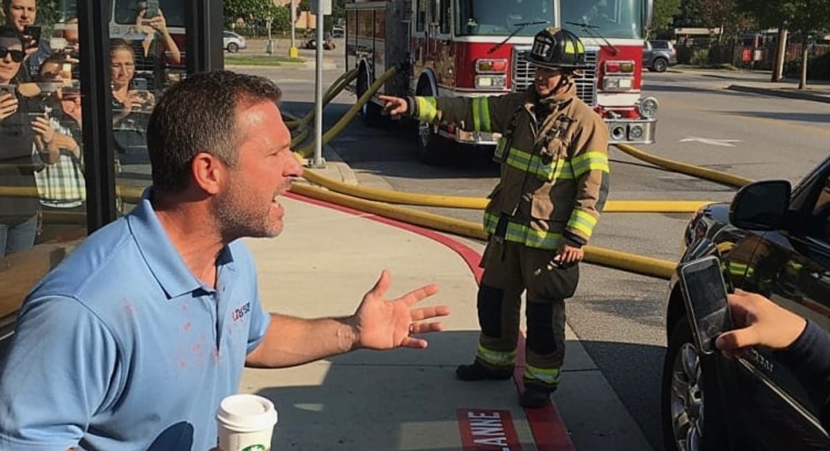 Dad parks in fire lane stopping emergency vehicle