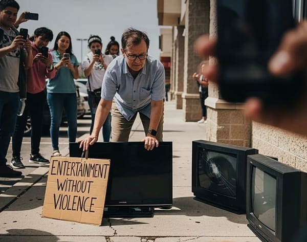 Gun control activists smash their own TVs in public to protest violent media