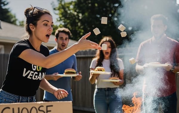 Vegan activist arrested after throwing tofu chunks at family barbecue to protest meat eating