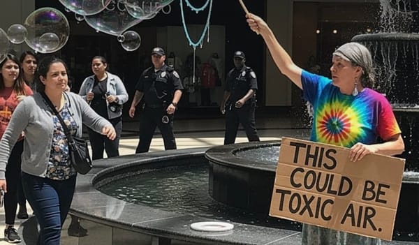 Climate activist banned from shopping mall after blowing bubbles at shoppers