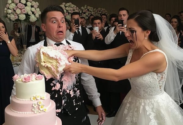 Bride smashes wedding cake on caterer after frosting color mixup ruins ceremony