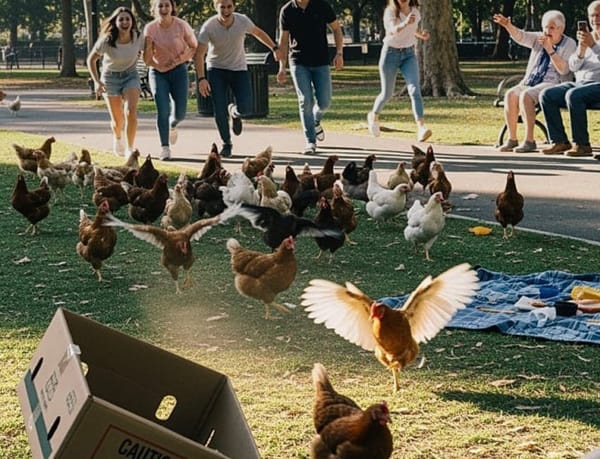 Teens release 40 chickens in city park causing massive cleanup effort