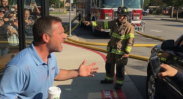 Dad parks in fire lane stopping emergency vehicle